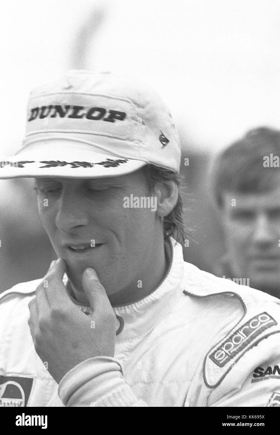 Frank Biela auf dem Podium, 1996 British Touring Car Championship runde Öffnung, Donington Park 8. April. Stockfoto