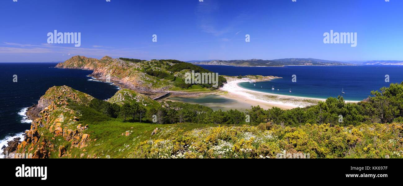 Cies Inseln, Nationalpark maritim-terrestrische der atlantischen Inseln von Galizien, Spanien. Stockfoto