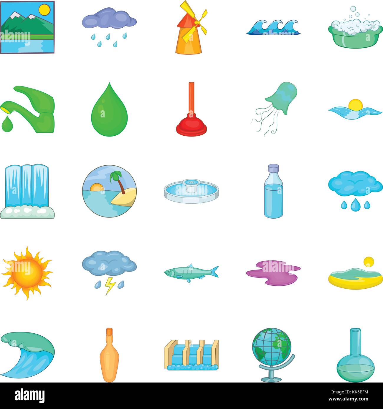 Stausee Icon Stausee Symbole, Cartoon Stil Stock-Vektorgrafik - Alamy
