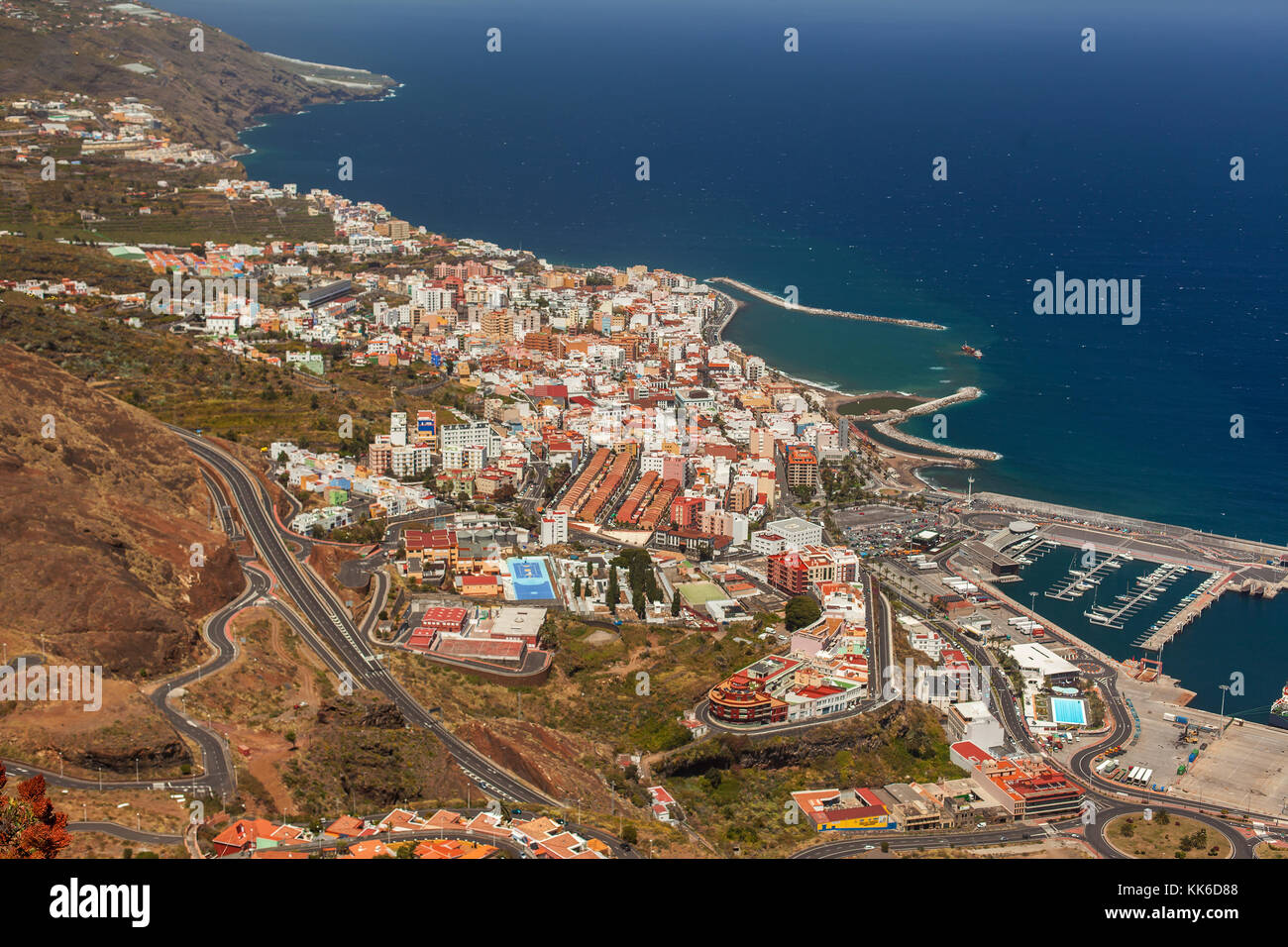 Blick aus der Vogelperspektive auf Santa Cruz, La Palma, Spanien Stockfoto