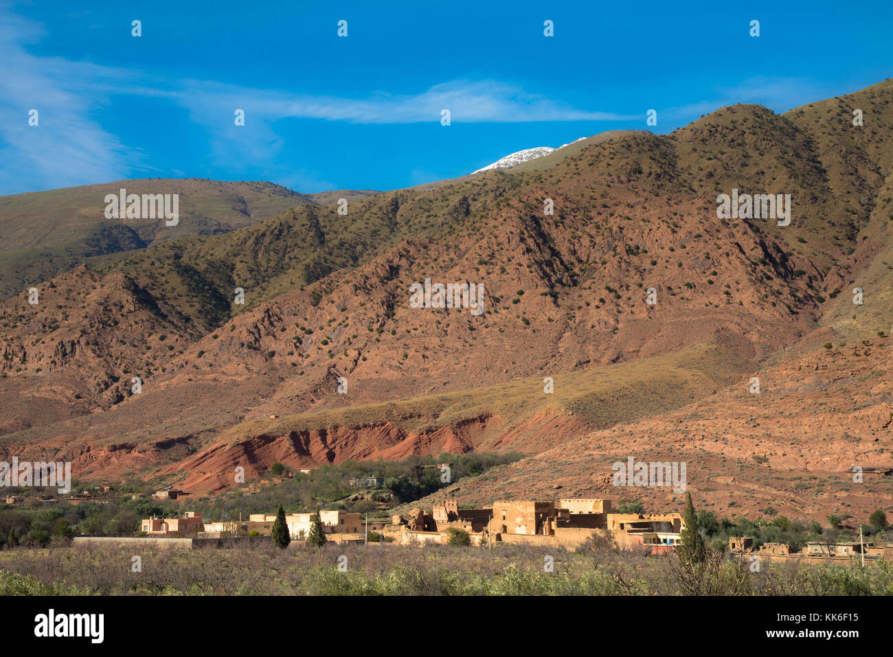 Dorf im Hohen Atlas, Maroc Stockfoto