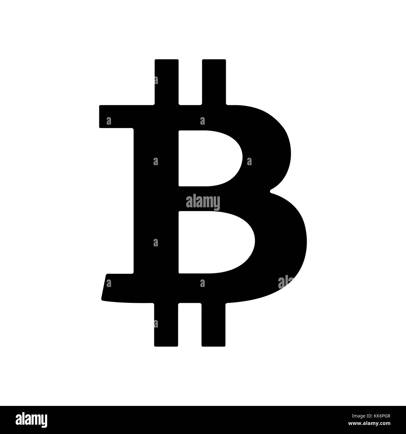 Schwarz bitcoin Zeichen Symbol auf weißem Hintergrund. Vector Illustration, cryptocurrancy Symbol, Symbol. Stockfoto
