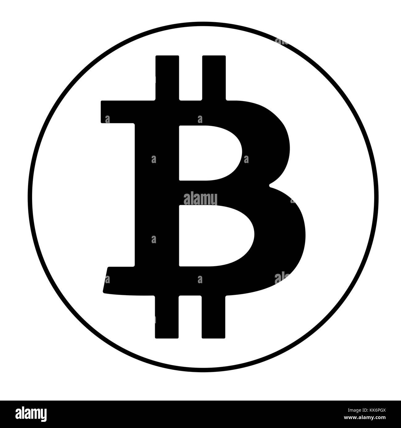 Schwarz bitcoin Zeichen Symbol auf weißem Hintergrund. Vector Illustration, cryptocurrency Symbol, Symbol. Stockfoto