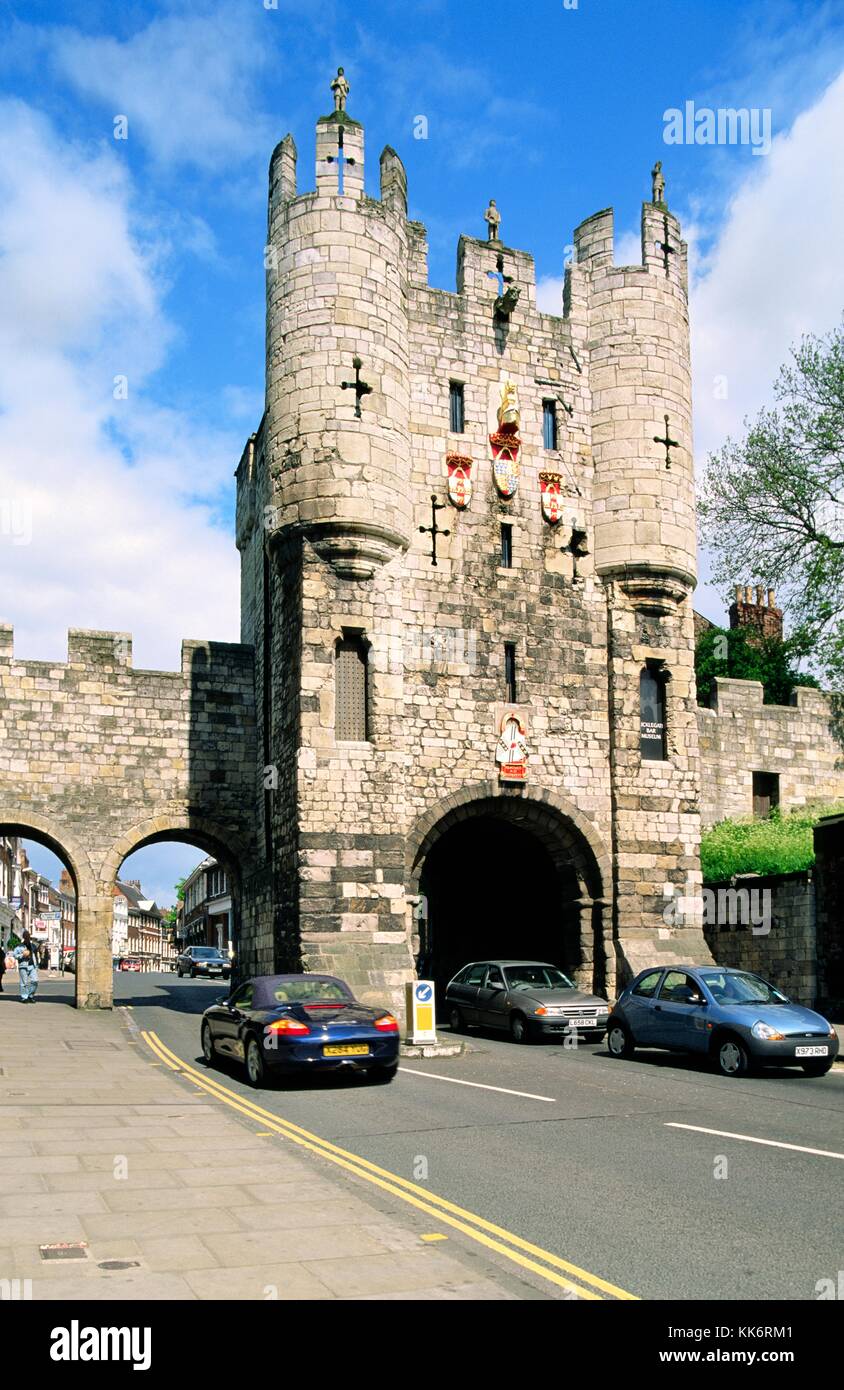 Micklegate ehemaliges Stadttor auf der südlichen Seite von York Stadtmauer. North Yorkshire, England, Grossbritannien Stockfoto