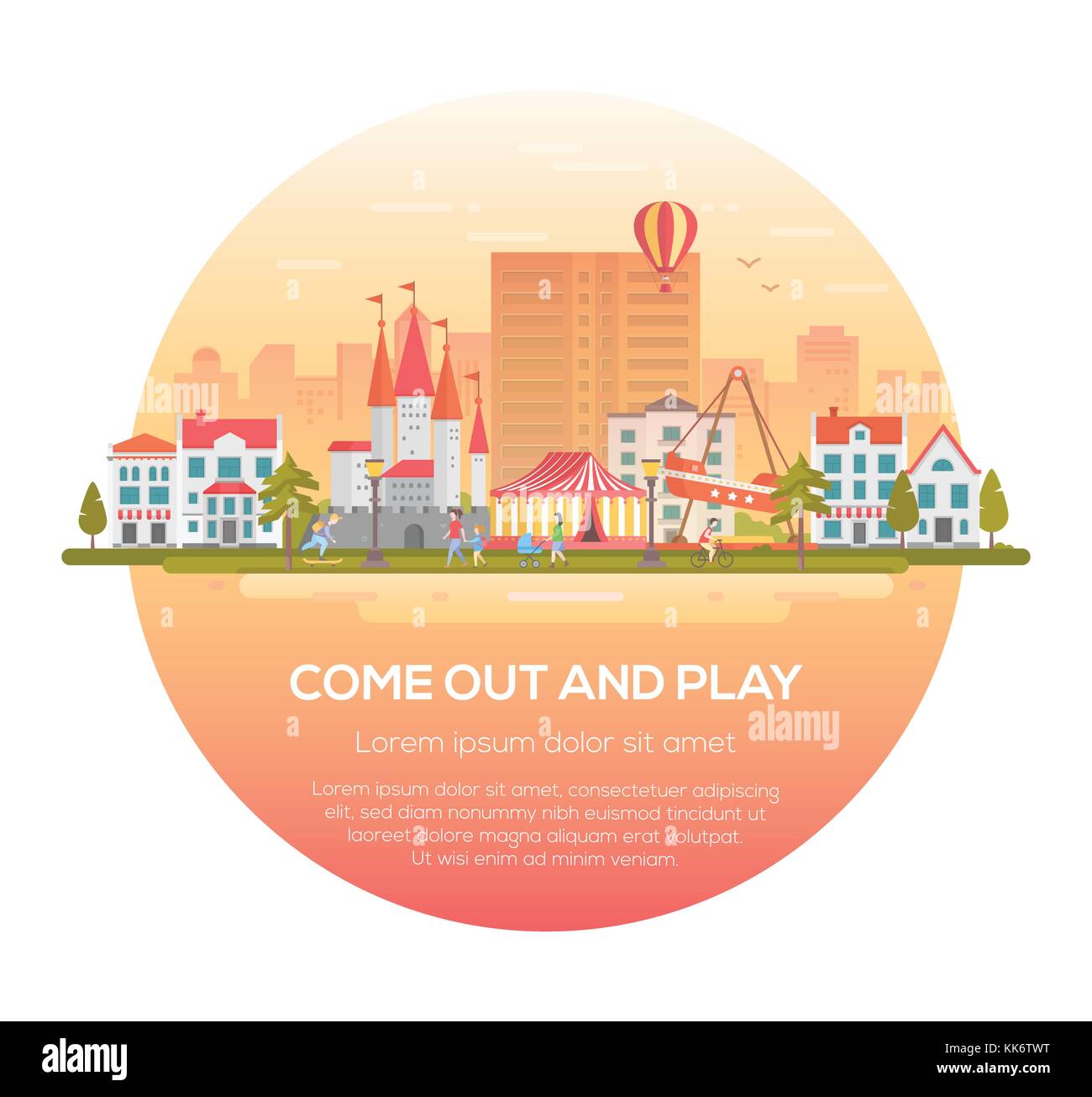 Heraus kommen und Spielen - moderne Vector Illustration Stock Vektor