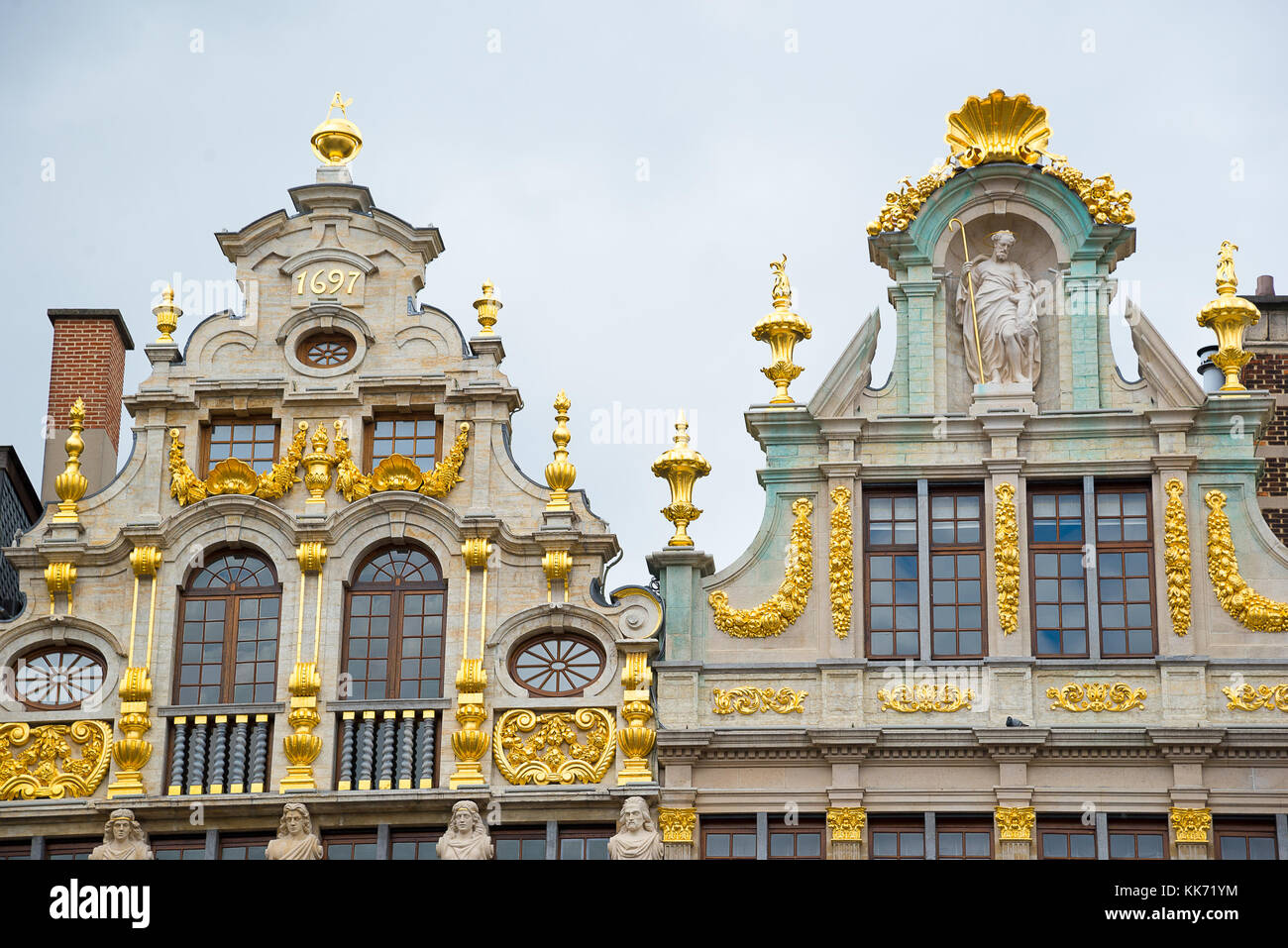 Fassaden der guildhalls auf der Grand Place, Brüssel, Belgien. Stockfoto
