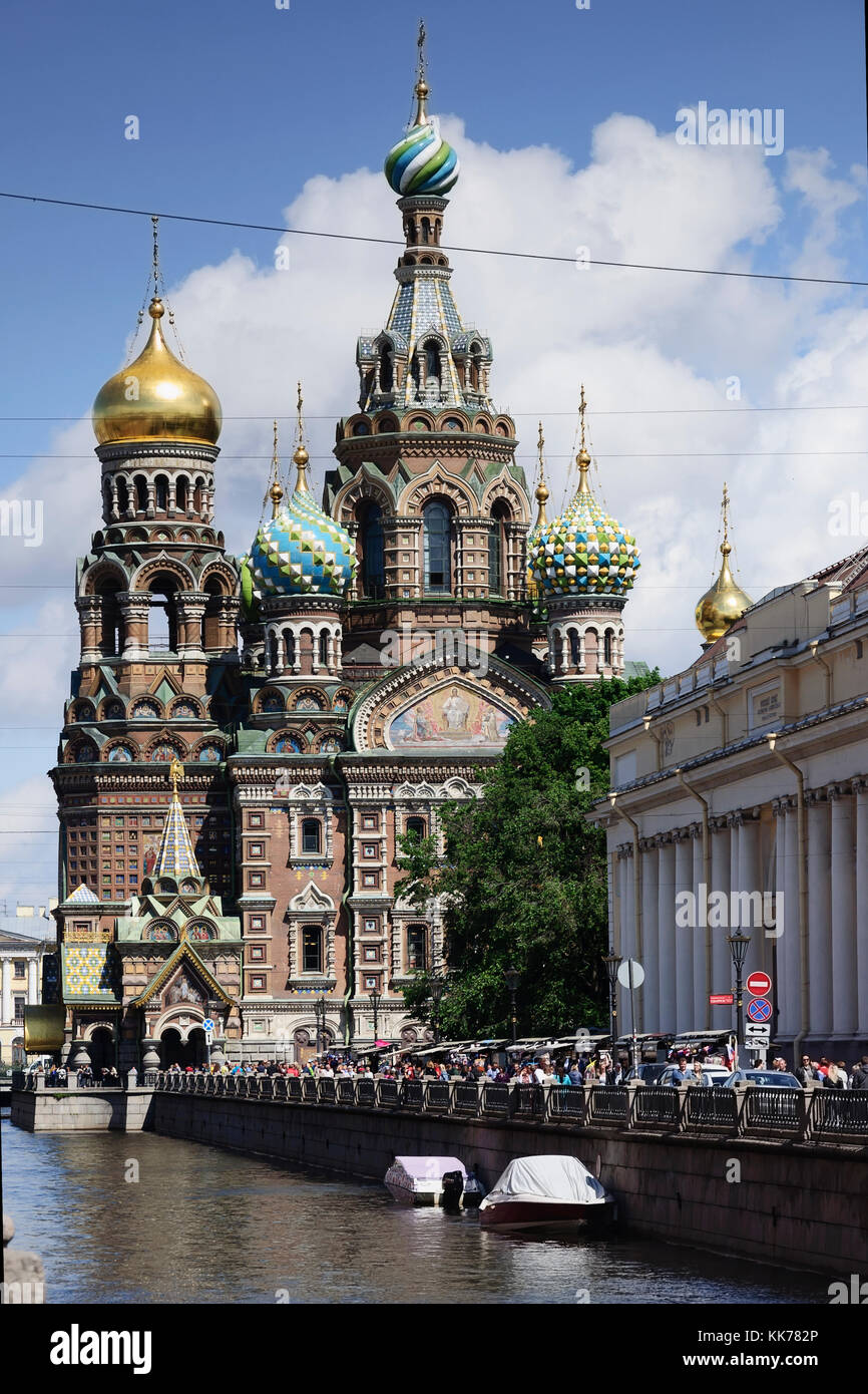 Die Kirche des Erlösers auf Blut in Sankt-Petersburg, Russland Stockfoto