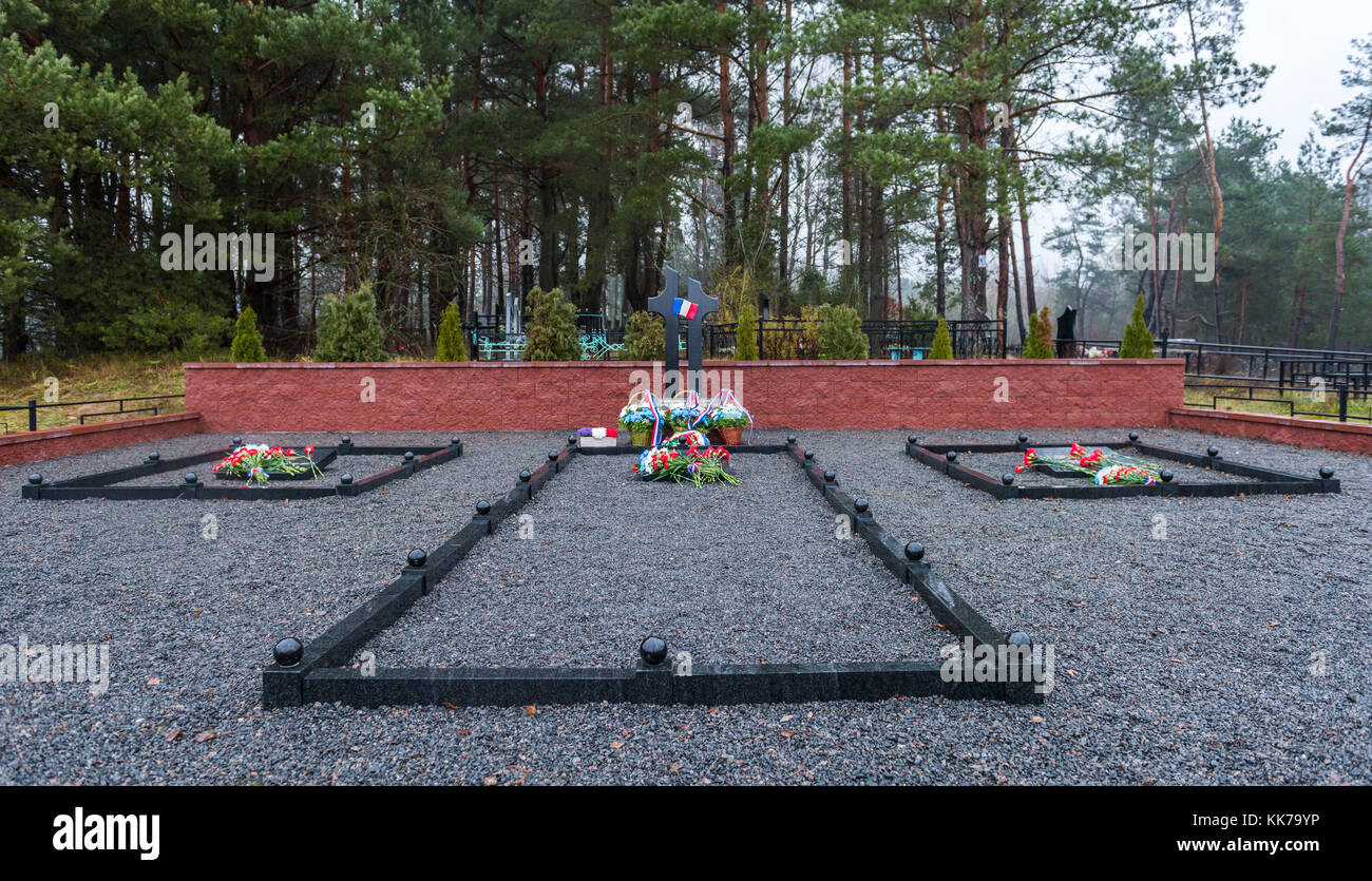 Der Friedhof Studianka in Weißrussland/französische Soldaten Stockfoto