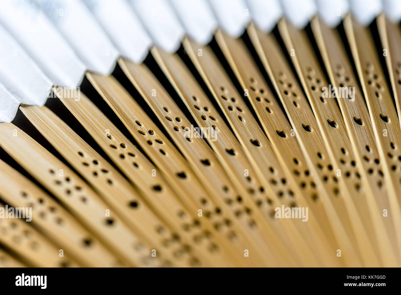 Detailliertes Bild der Arme eines hölzernen Ventilator, abstrakte Eindruck, geeignet als Hintergrund Stockfoto