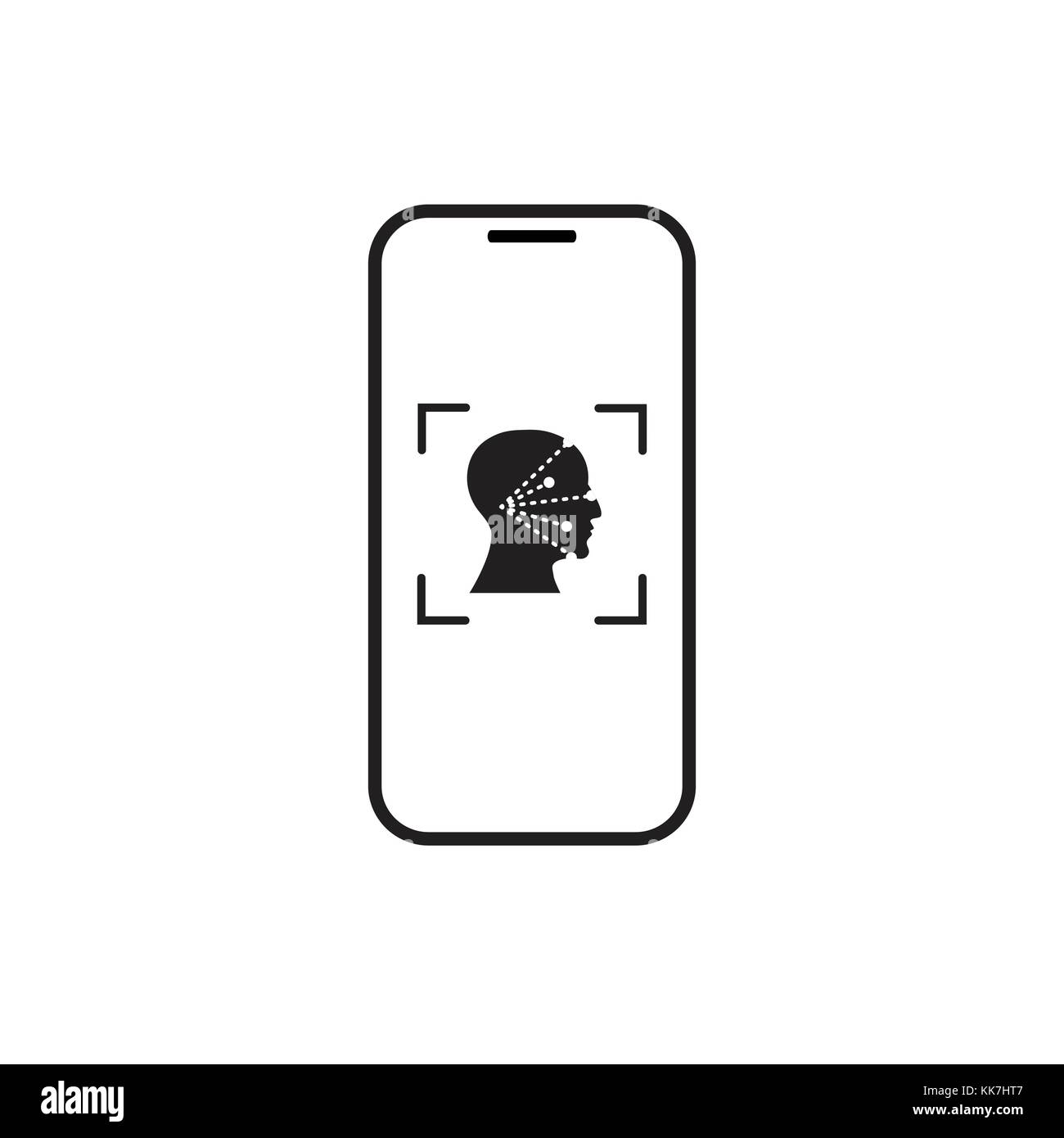 Symbol Smartphone Face Recognition System zur biometrischen Identifikation Konzept Scan Stock Vektor
