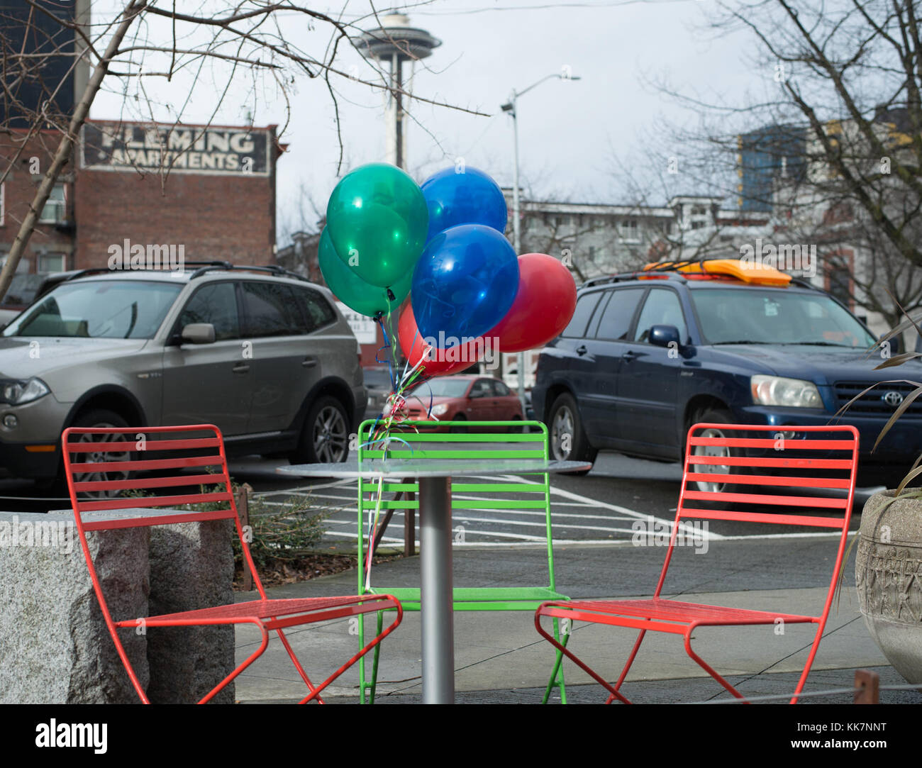 Ab Ende August 2016 bei Bertha unter First Avenue und Union Street, #BalloonsOverBertha ist ein weiterer Weg, Fortschritte bei der SR 99 Tunnel Projekt zu verfolgen. Wir haben dieses Bild im Januar 2017 bei Bertha's Messertrommel unter Bell Street zwischen 3. und 4. Avenue. Stockfoto