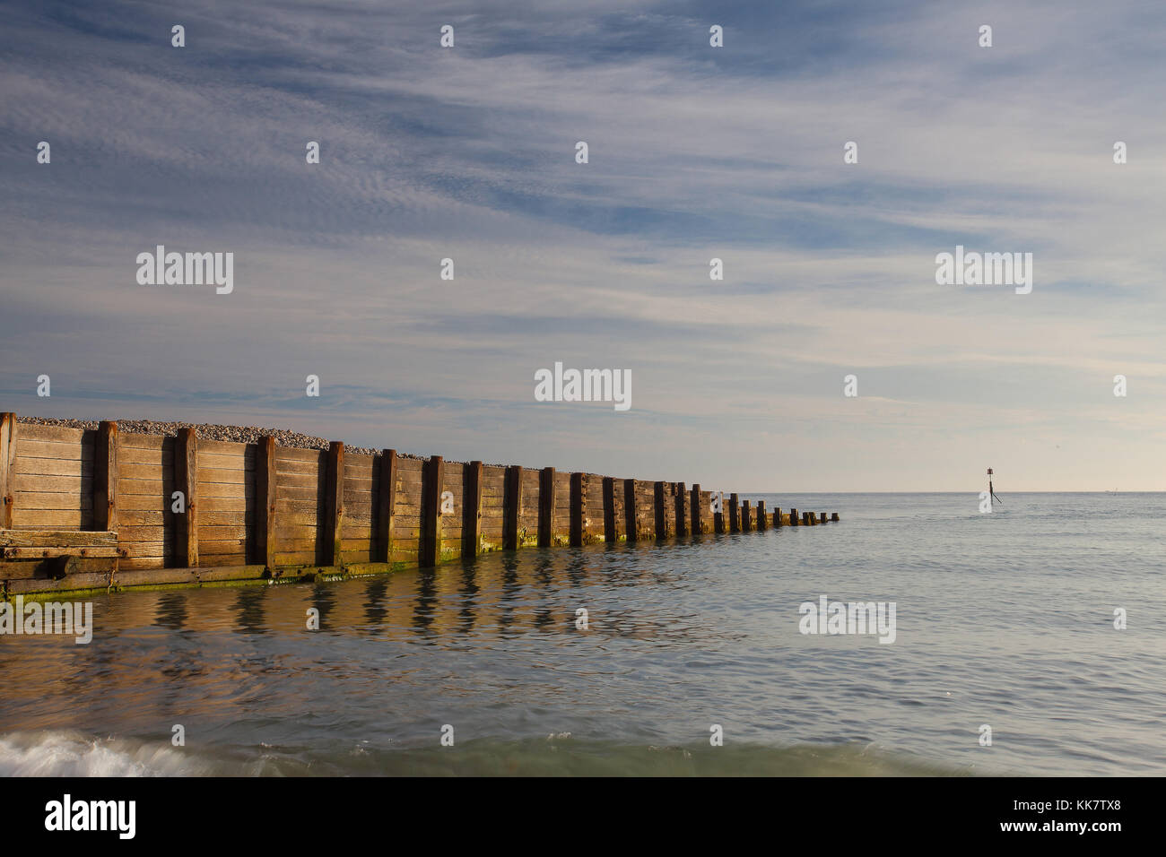 Auf der leeren Strand in Cromer, Norfolk, Großbritannien Stockfoto