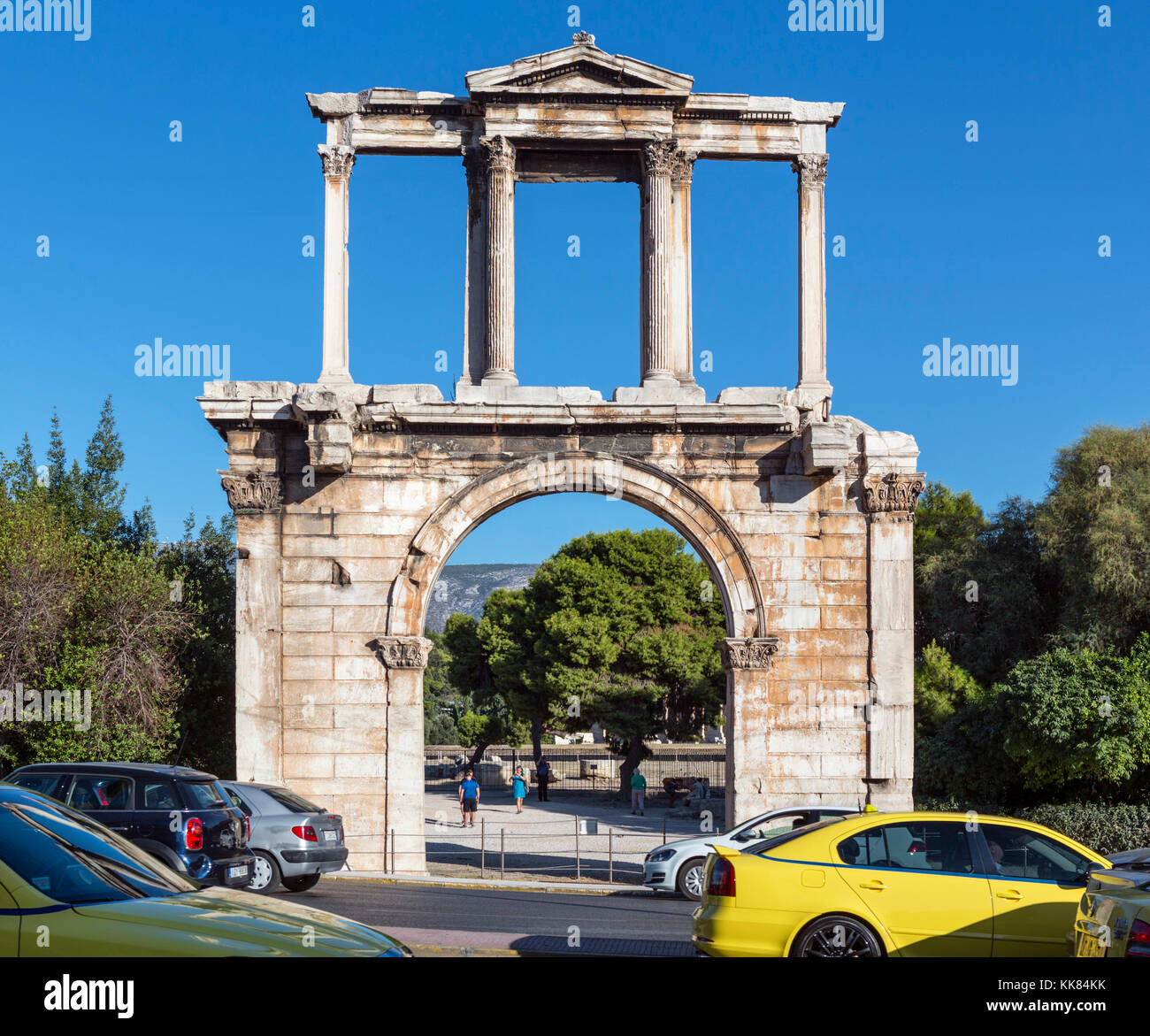Der Bogen des Hadrian (das Hadrianstor), Athen, Griechenland Stockfoto