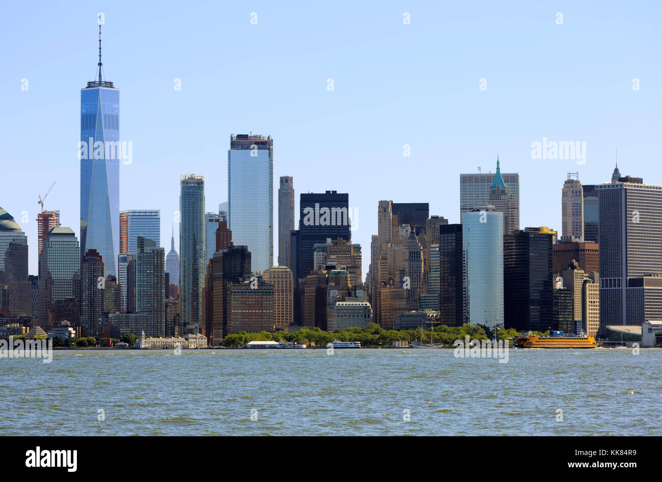 Manhattan von New York Harbor Stockfoto