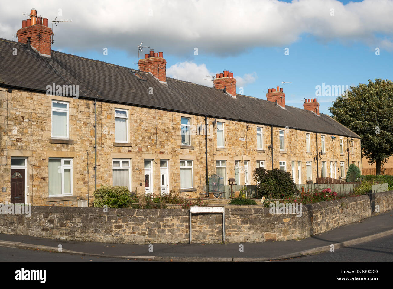 Reihe von Häusern, östlichen Ende der Wolsingham, Co Durham, England, Großbritannien Stockfoto