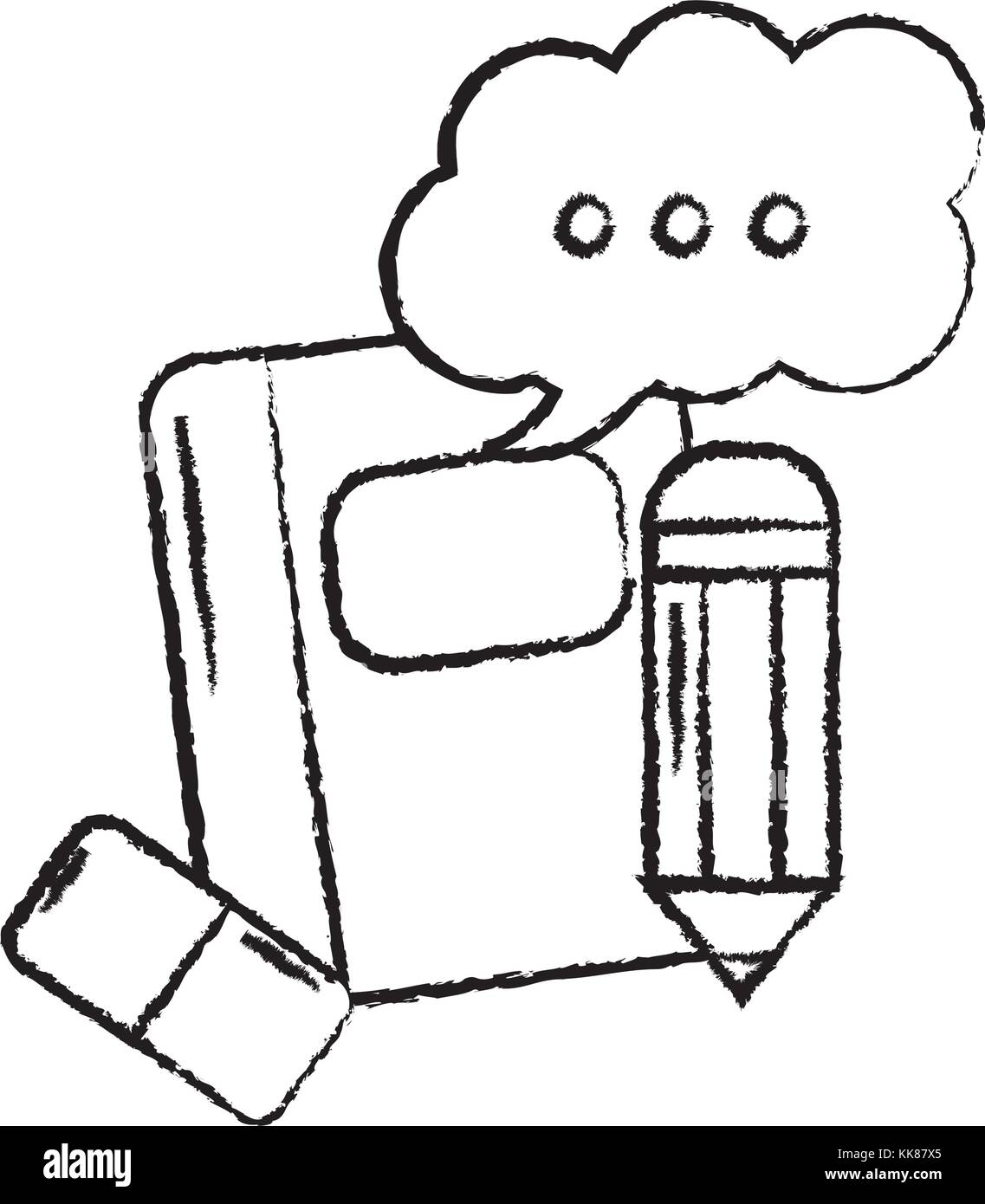 Notebook mit Schulmaterial icon image Stock Vektor