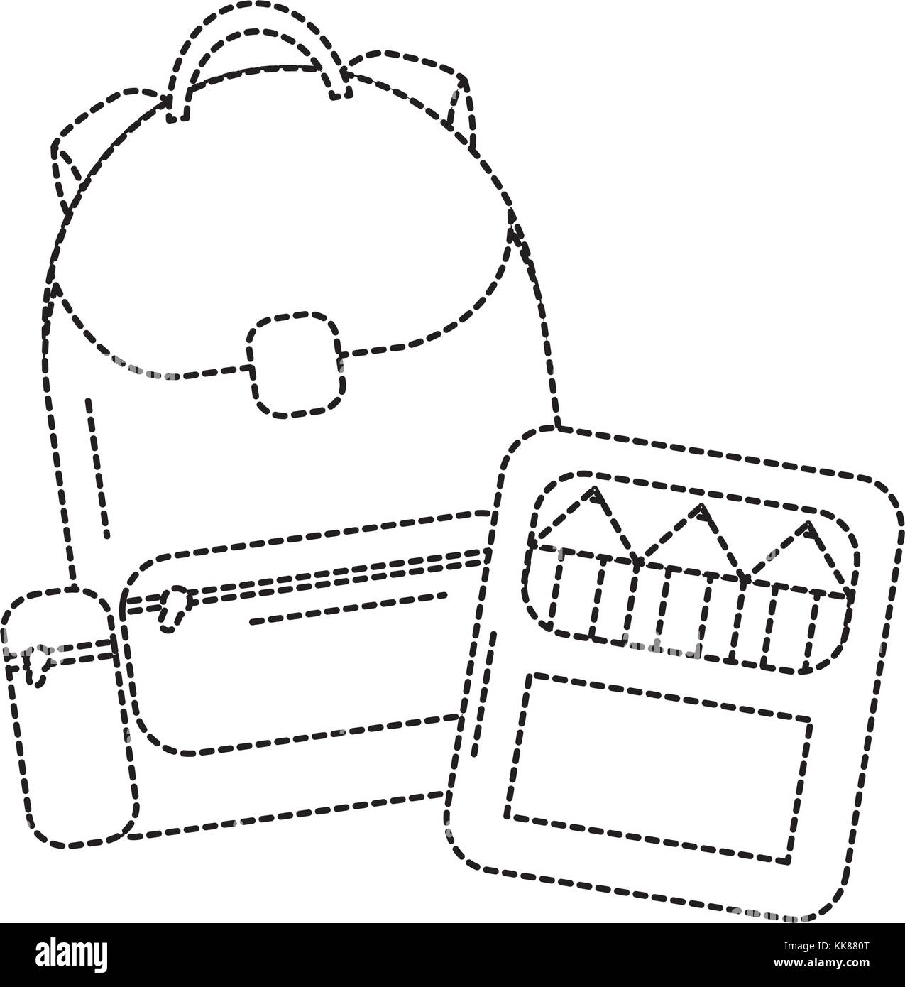 Rucksack mit Schulmaterial icon image Stock Vektor