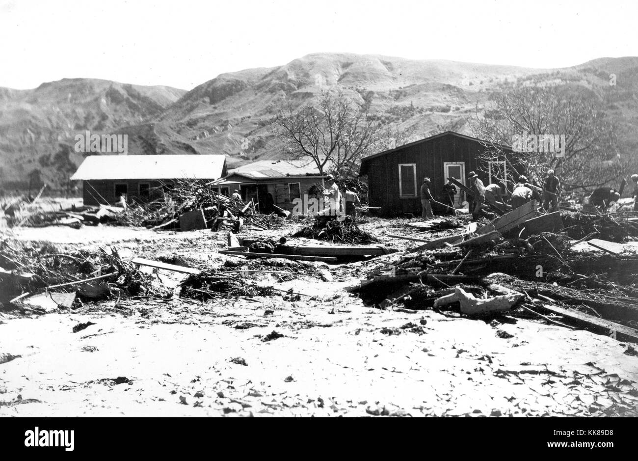 Saint Francis Dam Flut in Santa Paula, Kalifornien. Bild mit freundlicher Genehmigung durch USGS. März 18, 1928. Stockfoto