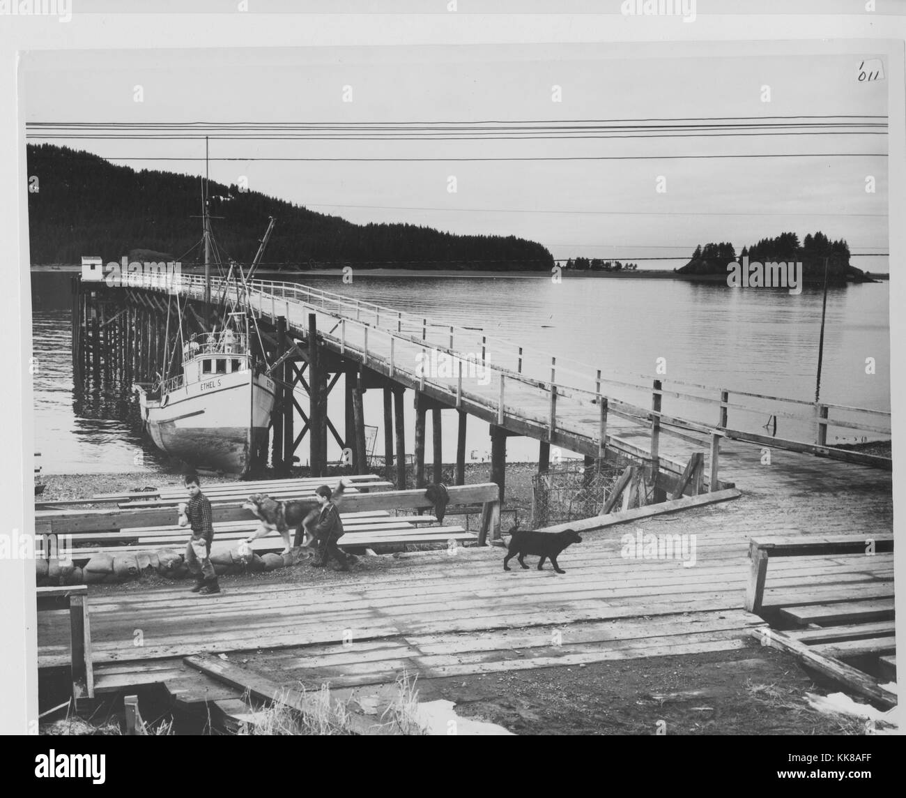 Seldovia - Neue City Dock, Alaska Erdbeben Fotografien, Bild des Verteidigungsministeriums, Alaska, 1965. Stockfoto