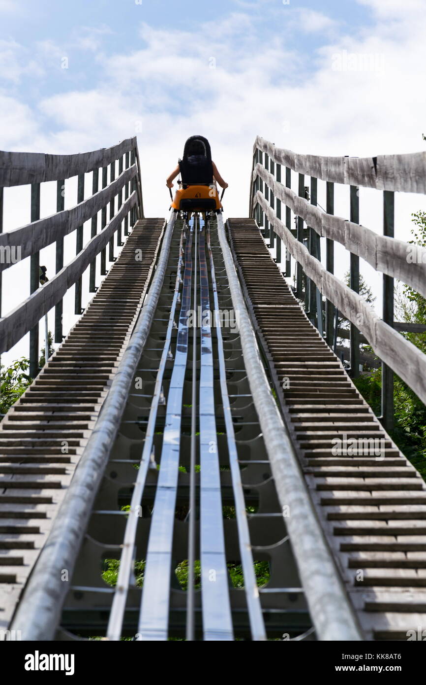 Achterbahn Bobbahn Rodelbahn im Sommer Tag, rittisberg, Alpen, Österreich Stockfoto