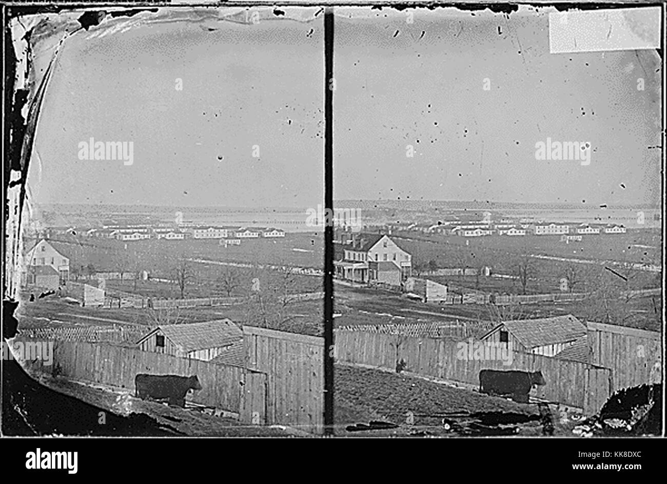 Kaserne, vielleicht ein Krankenhaus, Mathew Brady Fotografien von Bürgerkriegära Persönlichkeiten und Szenen. Mit freundlicher Genehmigung der nationalen Archive, 1863. Stockfoto