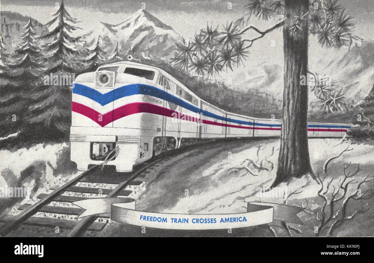 Freiheit Zug Postkarte. Mit freundlicher Genehmigung der nationalen Archive, 1948. Stockfoto