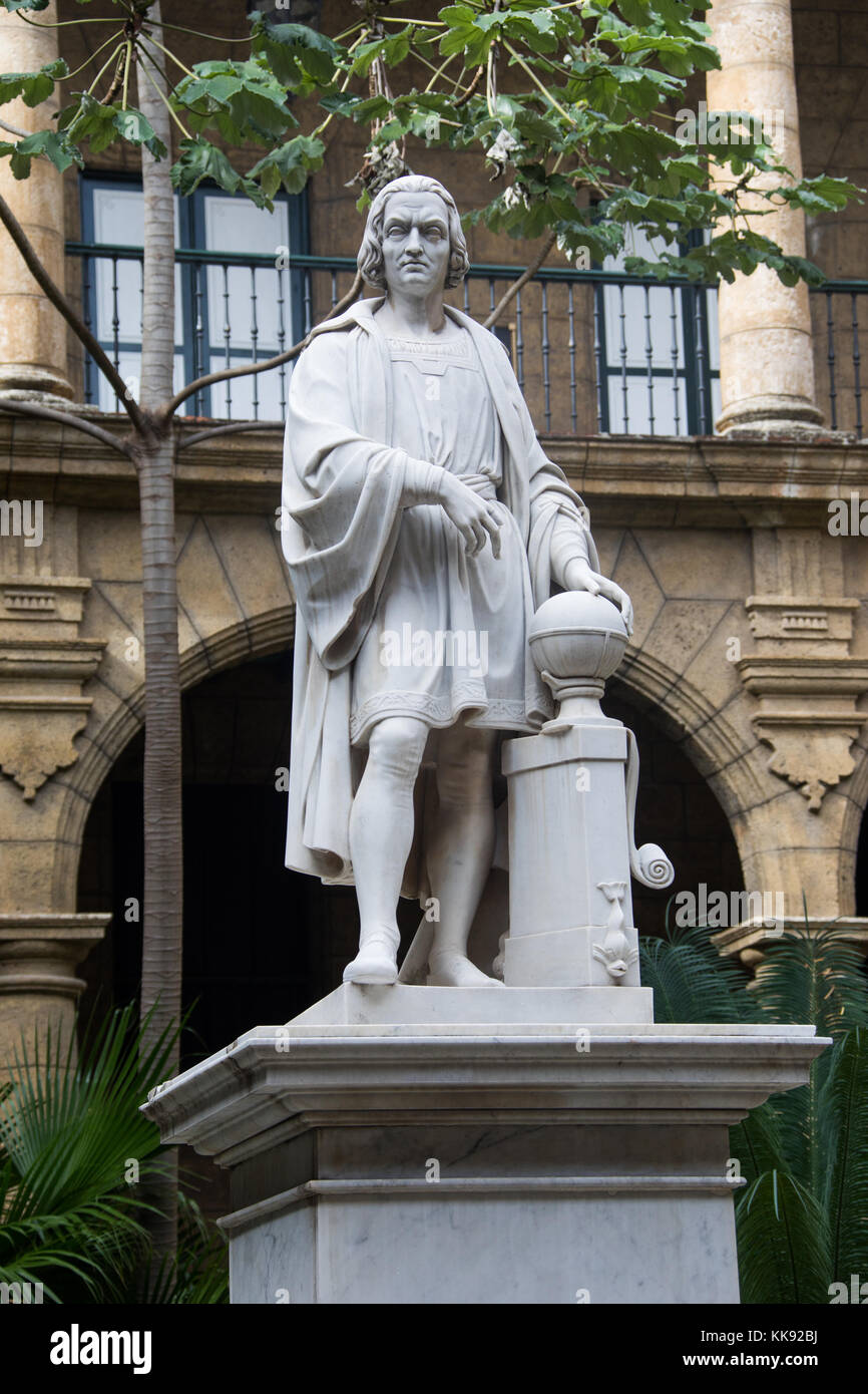 Statue von Christopher Columbus, Museum der Stadt Museo de la Ciudad, Havanna, Kuba Stockfoto