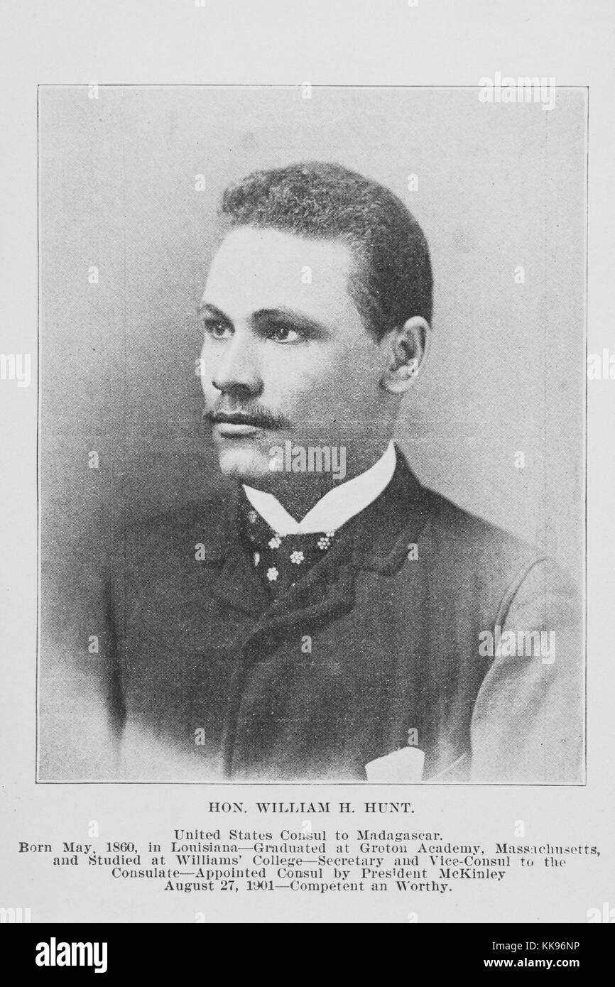 Schwarz-weiß Foto, Portrait, von William H Jagd, die als Vereinigte Staaten Konsul nach Madagaskar, 1902 serviert. Von der New York Public Library. Stockfoto