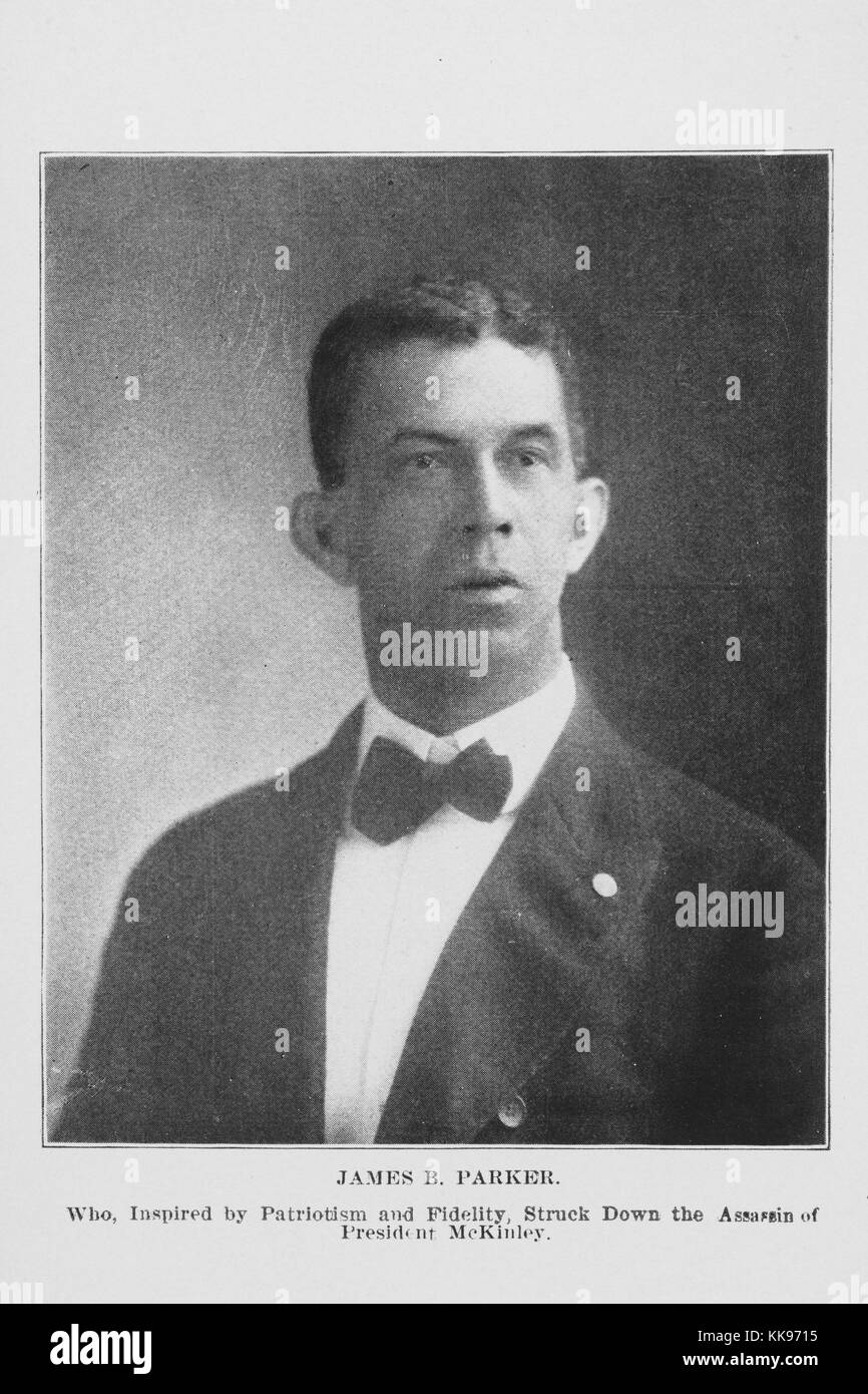 Schwarz-weiß Foto, Portrait, von James B Parker, ein Amerikaner die meisten versucht Leon Czolgosz von schleichst Präsident der Vereinigten Staaten William McKinley, 1902 zu stoppen, zur Kenntnis genommen. Von der New York Public Library. Stockfoto