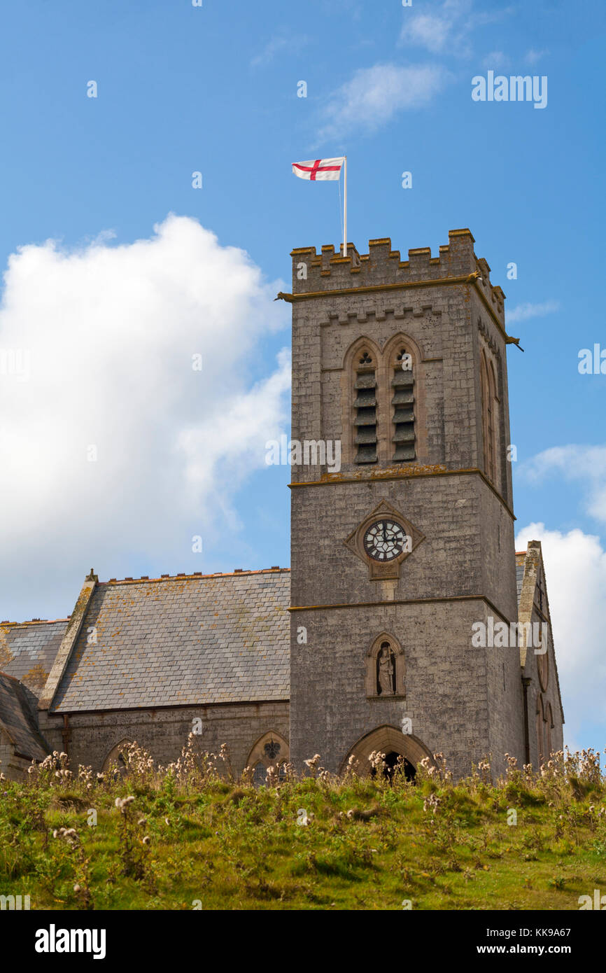 St Helena die Kirche auf Lundy Island, Devon, England, UK im August - St Helens Kirche Stockfoto
