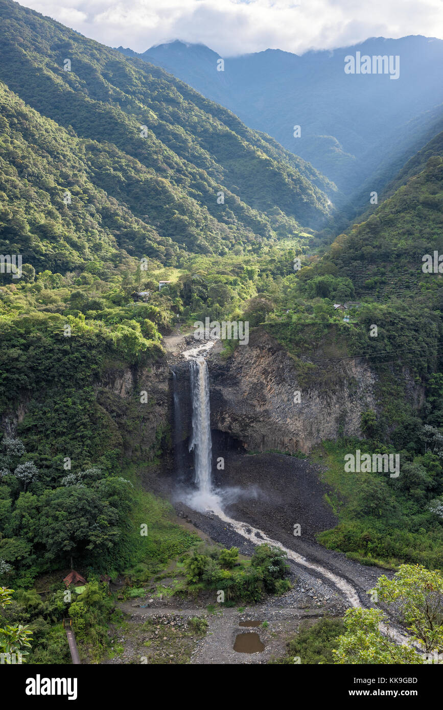 Bridal Veil (Manto de La Novia), Wasserfall in Kaskaden route, Banos, Ecuador Stockfoto