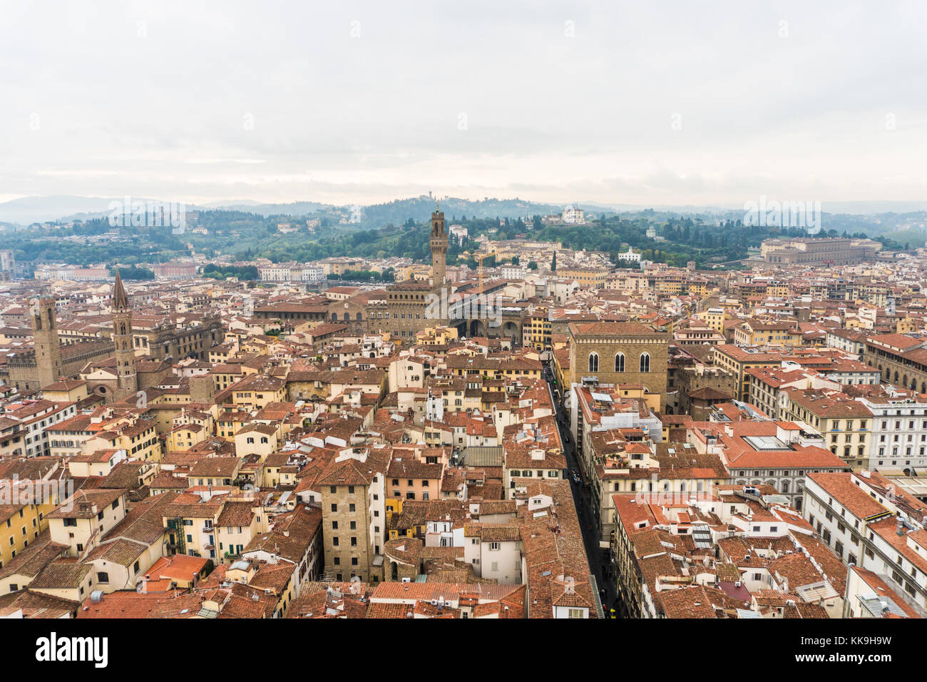 Florenz, Italien - Oktober, 2017 Florenz Antenne foggy Stadtbild Stockfoto