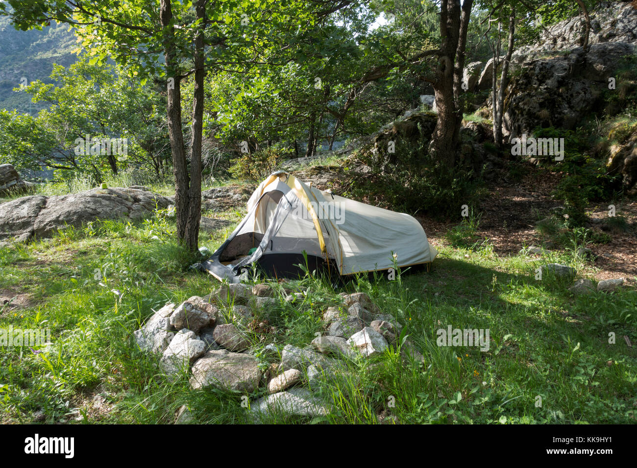 Wildreness Camping. Pyrenäen Andorra Stockfoto