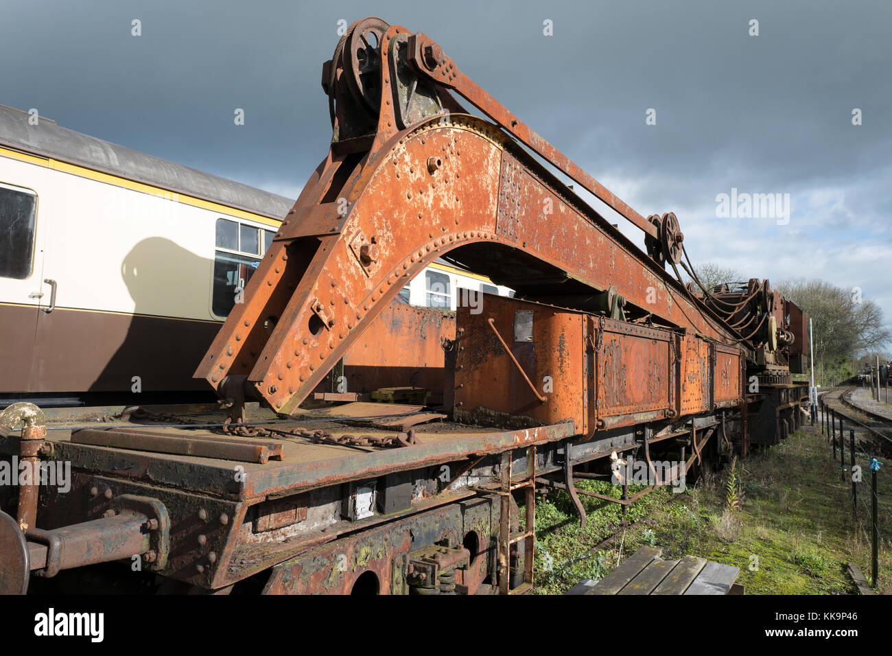 Eine sehr seltene British heavy duty mobile Dampf Kran vor über 100 Jahren erbaut für die Great Western Railway in England Großbritannien Stockfoto