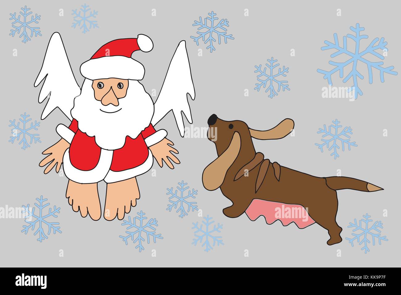 Santa Claus und Tierzeichen Hund Stock Vektor