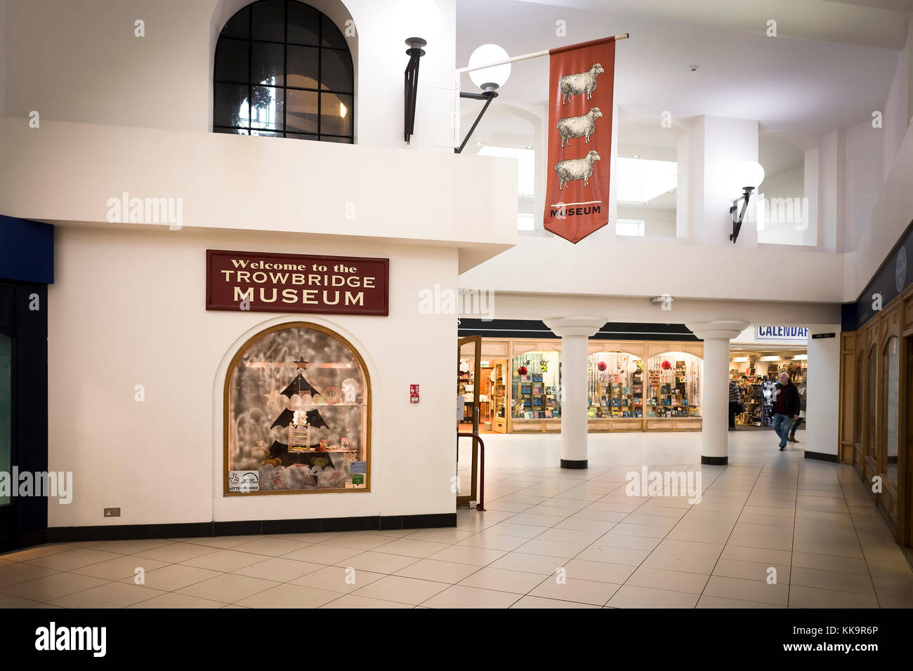 Trowbridge Museum ist in einem ehemaligen Wollspinnerei jetzt Teil des Auenlandes Einkaufszentrum untergebracht Stockfoto