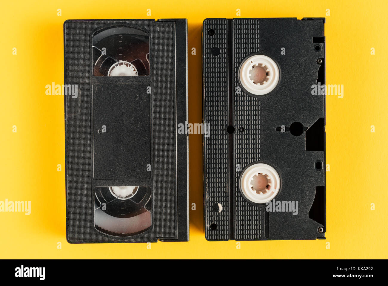 Verwendet vhs (Video Home System) Video Kassette, Retro Technologie Stockfoto