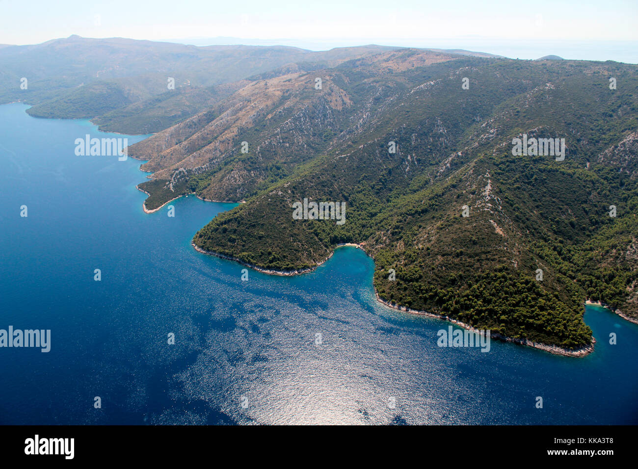 Schuß von Luft, nord-östlichen Seite der Insel Hvar, in der Adria, der längste und der sonnigsten kroatischen Insel und eine der schönsten Inseln in t Stockfoto
