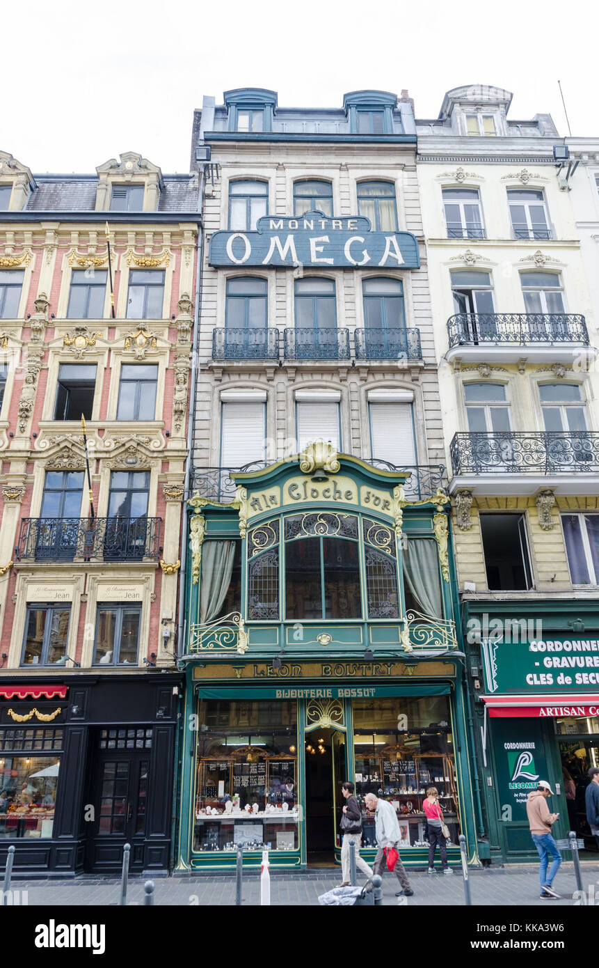 17. jahrhundert Backsteinbauten in der Altstadt von Lille in Hauts-de-France in Nordfrankreich Stockfoto