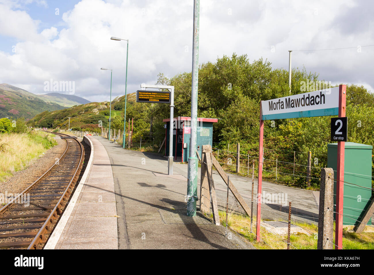 Morfa Mawddach Anfrage Haltestelle Bahnhof auf der Cambrian Coast Railway, Gwynedd North Wales Großbritannien Stockfoto