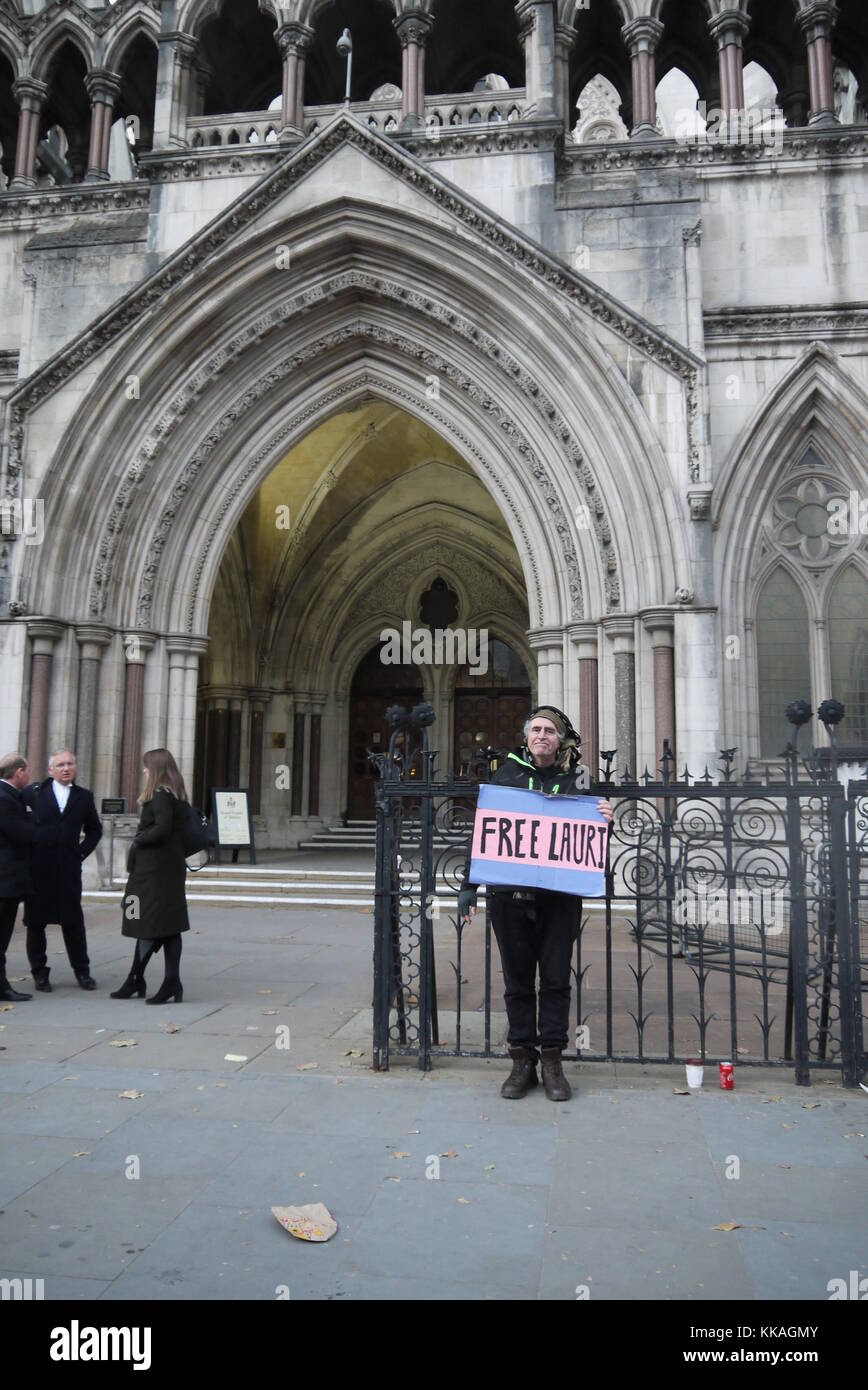 London, Großbritannien. 29 Nov, 2017. lauri Beschwerde gegen Auslieferung an die USA, königlichen Gerichtshof Liebe, heute. 29. November 2017. Beitrag Katherine da Silva Credit: Katherine da Silva/alamy leben Nachrichten Stockfoto