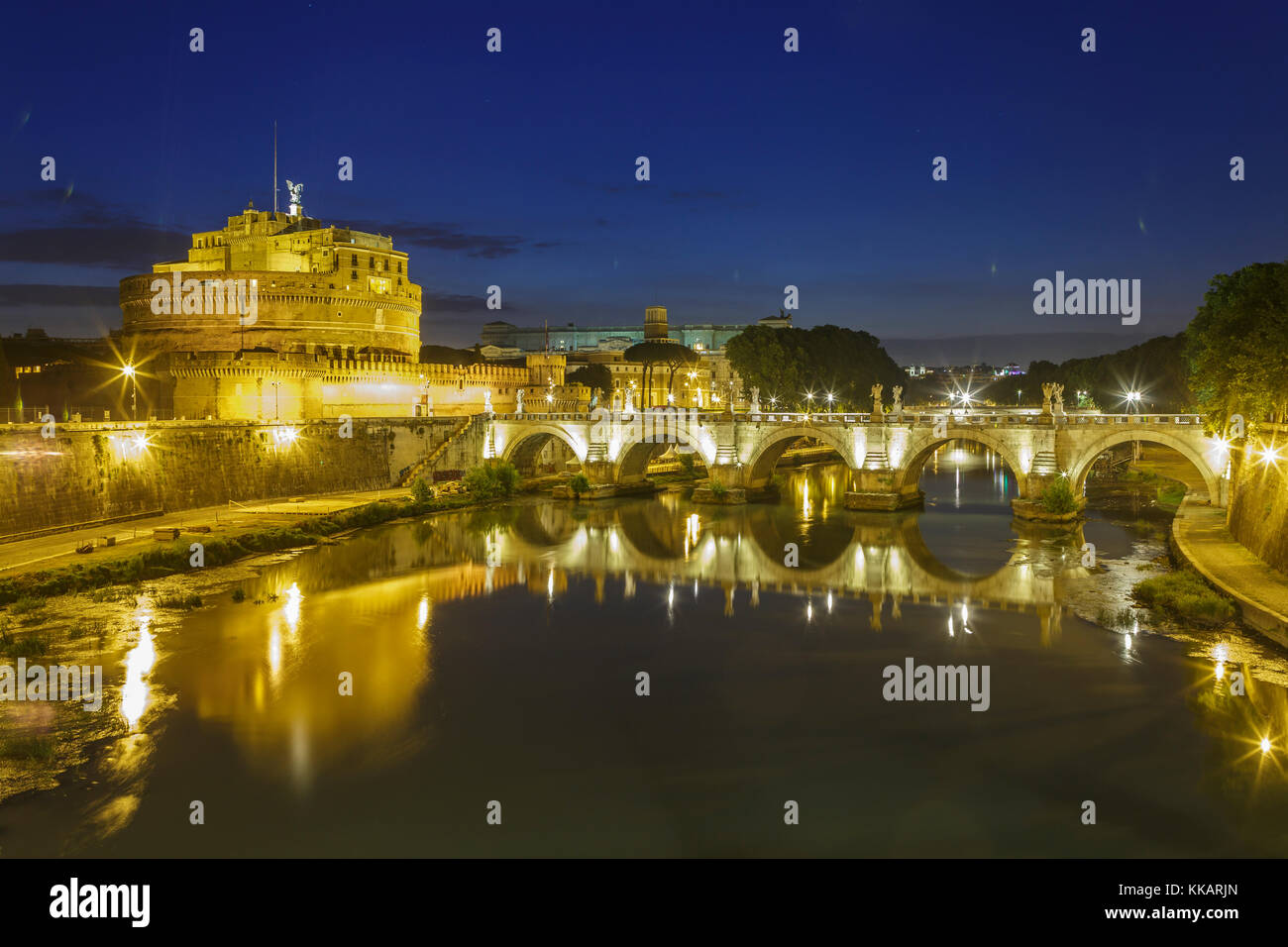 Castel Sant Angelo und Ponte Sant Angelo, UNESCO-Weltkulturerbe, Rom, Latium, Italien, Europa Stockfoto