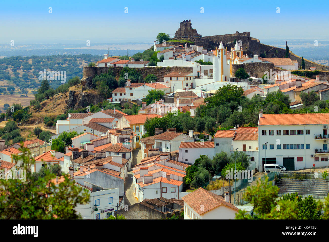 Alegrete, eine dramatische Portugiesische mittelalterlichen Dorf auf einem Hügel in der Nähe von Portalegre in der Region Alentejo an der Grenze zu Spanien, Portugal, Europa Stockfoto