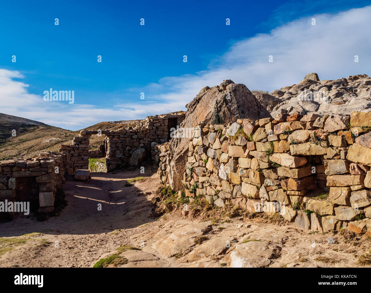 Chinkana Ruinen, Insel der Sonne, Titicacasee, La Paz Department, Bolivien, Südamerika Stockfoto