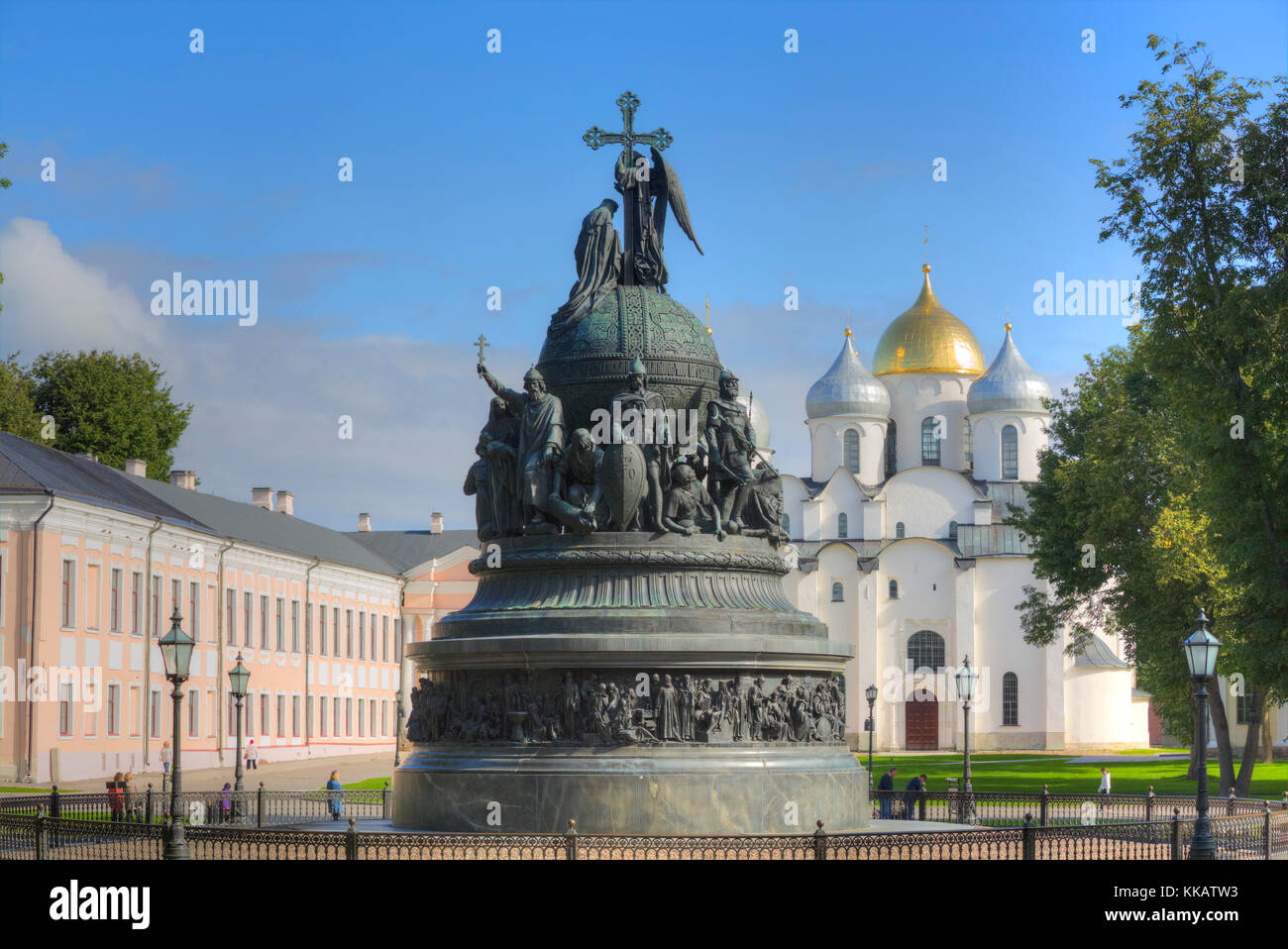 Millennium Monument, 1862, Kreml, UNESCO-Weltkulturerbe, Weliki Nowgorod, Novgorod oblast, Russland, Europa Stockfoto
