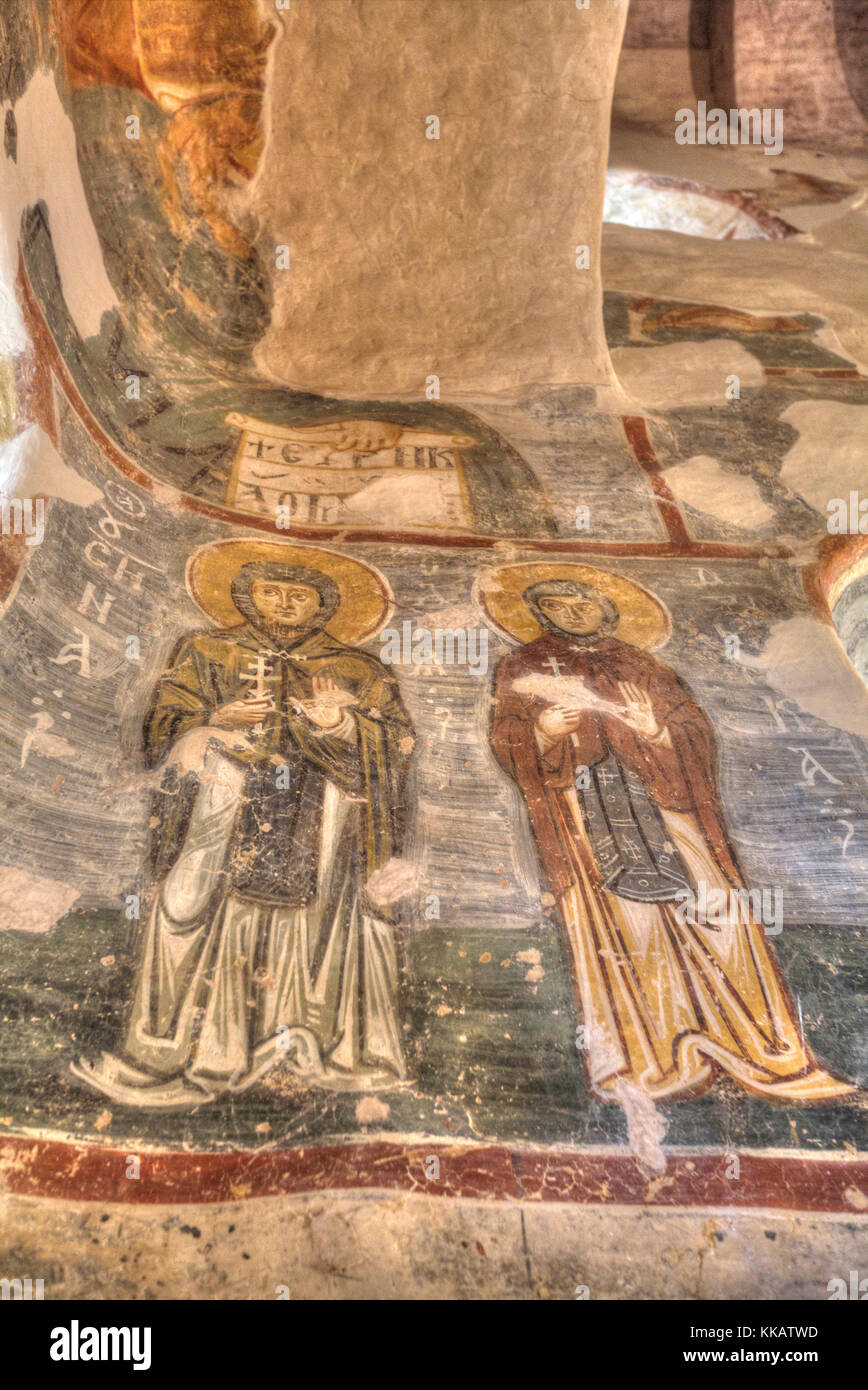 Fresken, Kirche von Nereditsa, UNESCO-Weltkulturerbe, Weliki Nowgorod, Novgorod oblast, Russland, Europa Stockfoto