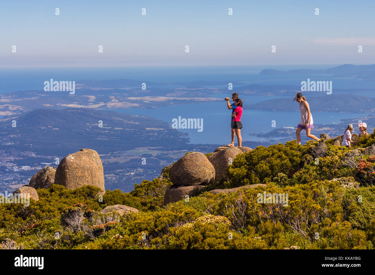 Wellington mount, Hobart, Australien - 7. Januar 2017: die beeindruckenden Gipfel des Mount Wellington mit Blick auf Hobart und die Südküste Stockfoto