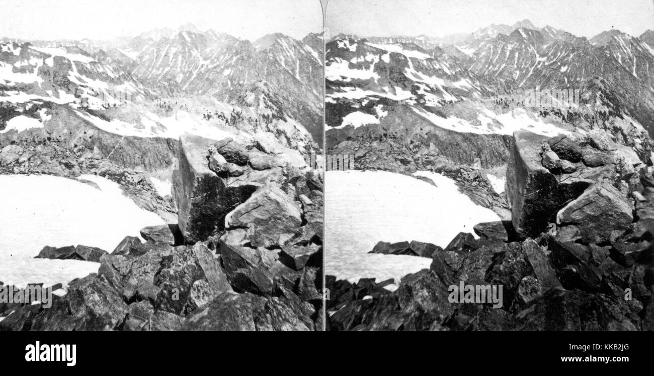 Stereograph von Schnee, der Teile der Teton Range, Wyoming. Bild mit freundlicher Genehmigung durch USGS. 1872. Stockfoto