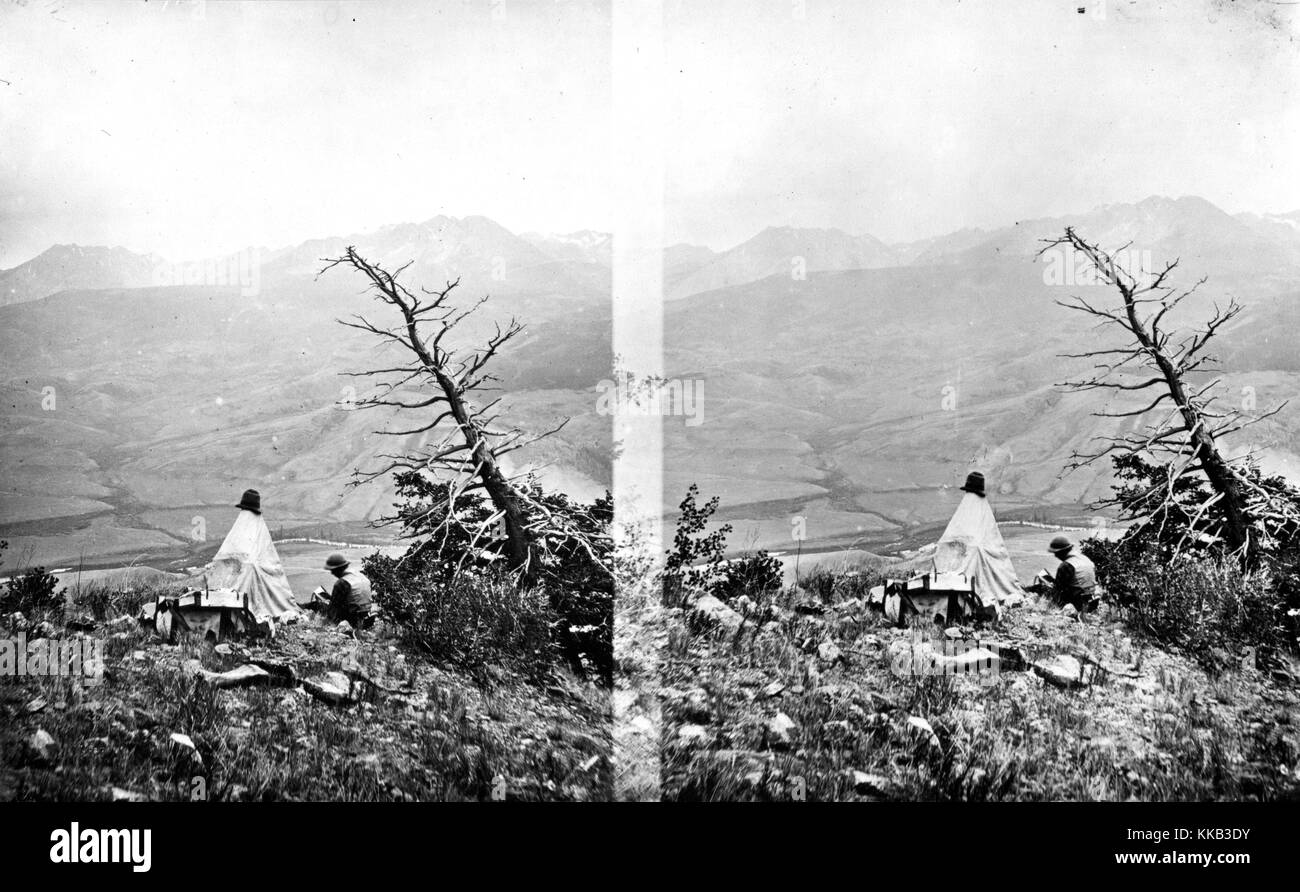 Ein kleines Feld camp Einrichten mit Blick über die Blue River, Summit County, Colorado. Bild mit freundlicher Genehmigung durch USGS. 1874. Stockfoto