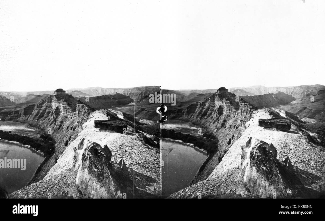 Stereograph von Bowknot Bend im Labyrinth Canyon, Utah. Bild mit freundlicher Genehmigung durch USGS. 1875. Stockfoto